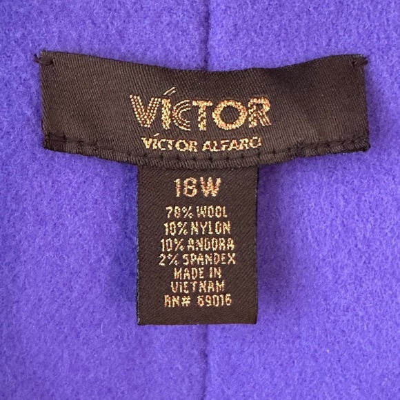 Victor Alfaro Designer Purple Wool Sweater Cardigan Drape Coat Jacket Shaw 18W - Picture 7 of 11